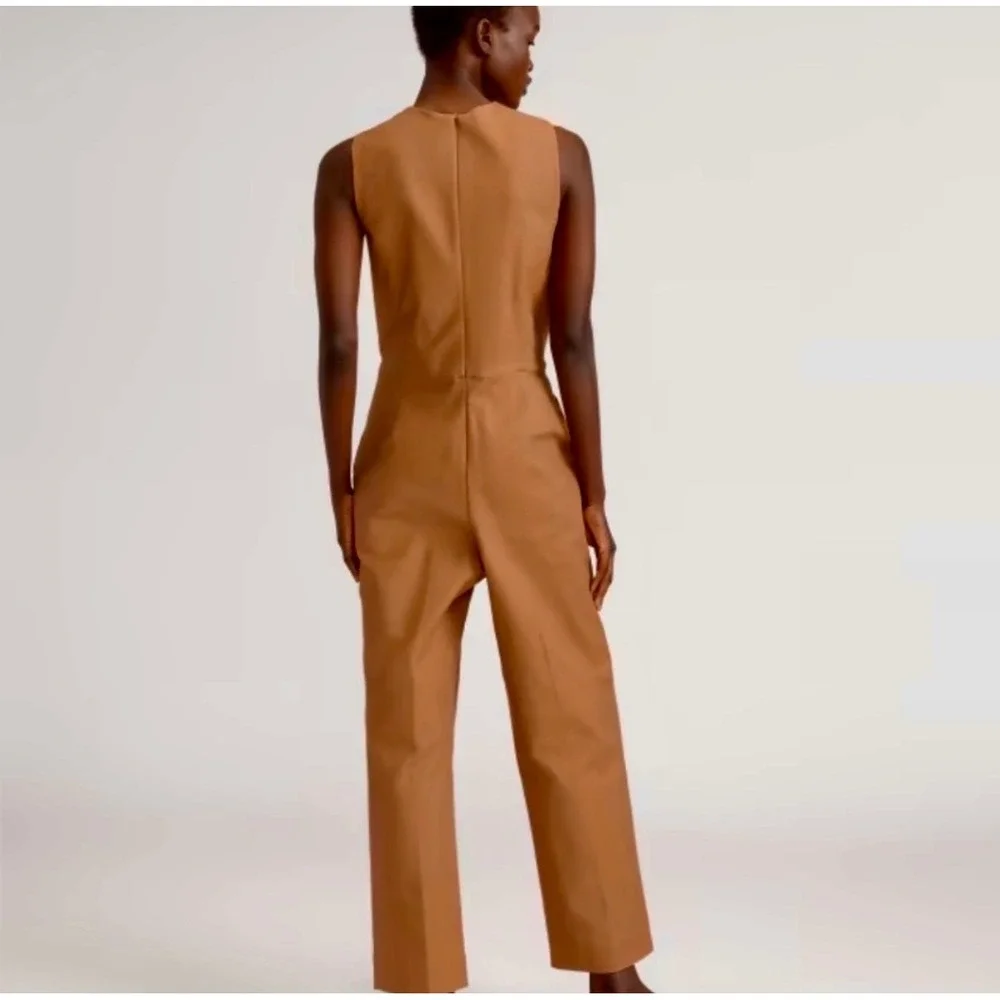 Everlane Italian GoWeave V-Neck Sleeveless Jumpsuit‎ Brown Size 8 NWT